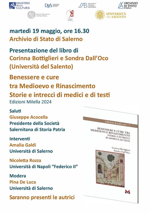 Locandina di presentazione Benessere e cure tra Medioevo e Rinascimento